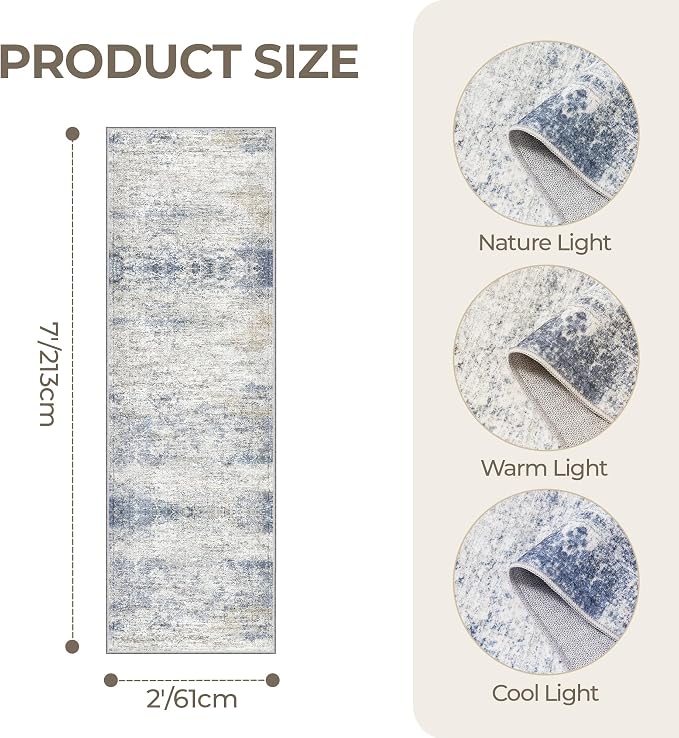 2x7 Runner Rug Non Slip, Thin Entryway Washable Rug