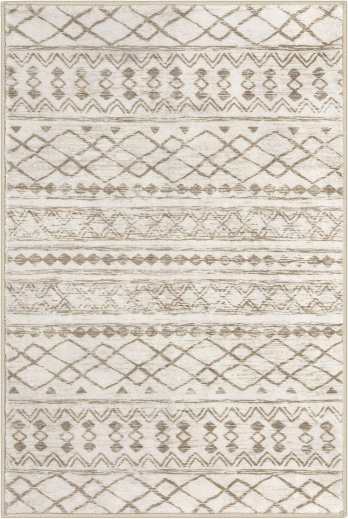 KUTA Moroccan Runner Rug 2x6 Non-Slip Vintage Beige Boho Hallway Kitchen Rugs
