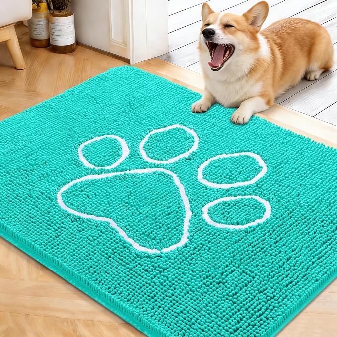OLANLY Dog Door Mat for Muddy Paws 40x32, Paw Print Design, Absorbs Moisture