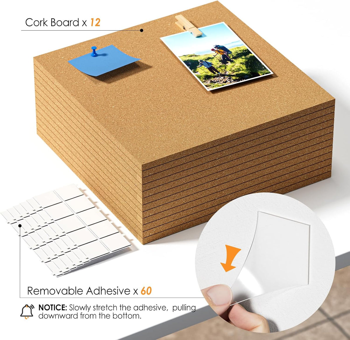 MaxGear 48" x 36" Large Cork Board for Wall, 12 Pack 12" x 12" Tiles