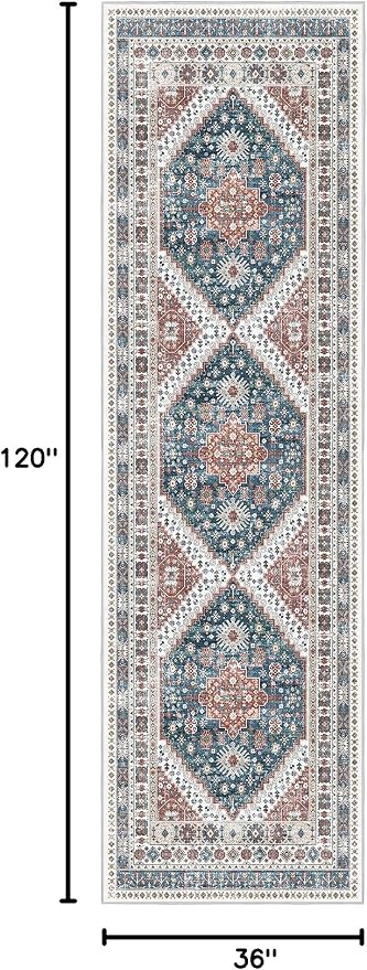 Madane Hallway Rug 3x10, Kitchen Rugs Washable Entryway Rug Vintage Kitchen