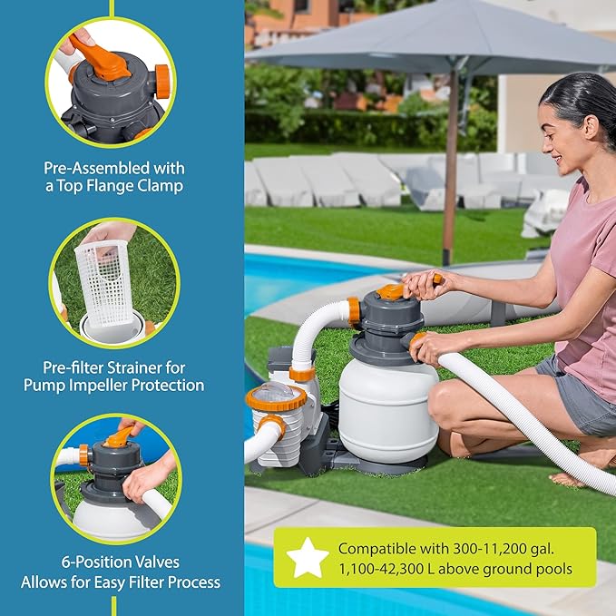 Bestway 58498E Flowclear 1500 Gallon Sand Filter Pool Pump