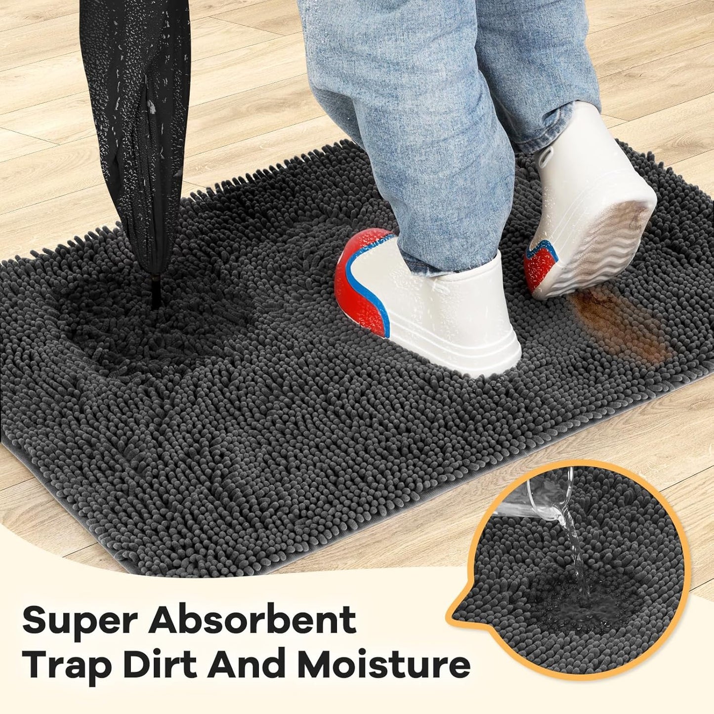 Absorbent Dog Door Mat for Muddy Paws, 72" x 36" Chenille Indoor Mats for Entryway, Trap Dirt Front Door Mat Indoor Entrance Washable Non Slip Soft