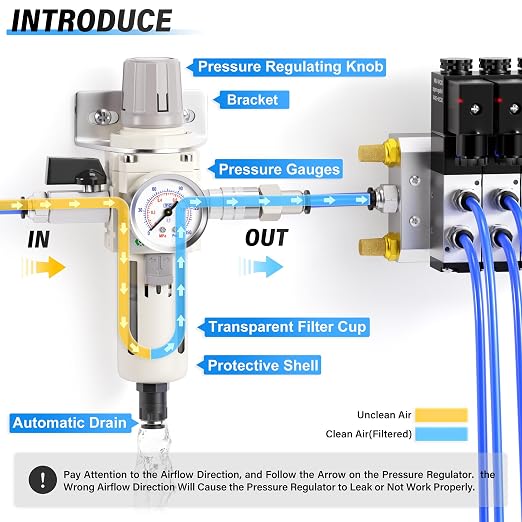 TAILONZ PNEUMATIC 3/8 Inch NPT Automatic Drain Air Filter Pressure Regulator