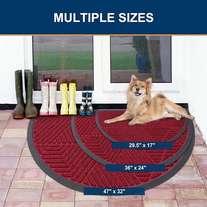 Smiry Half Circle Front Door Mat Outside Entrance, Heavy Duty Sturdy Natural