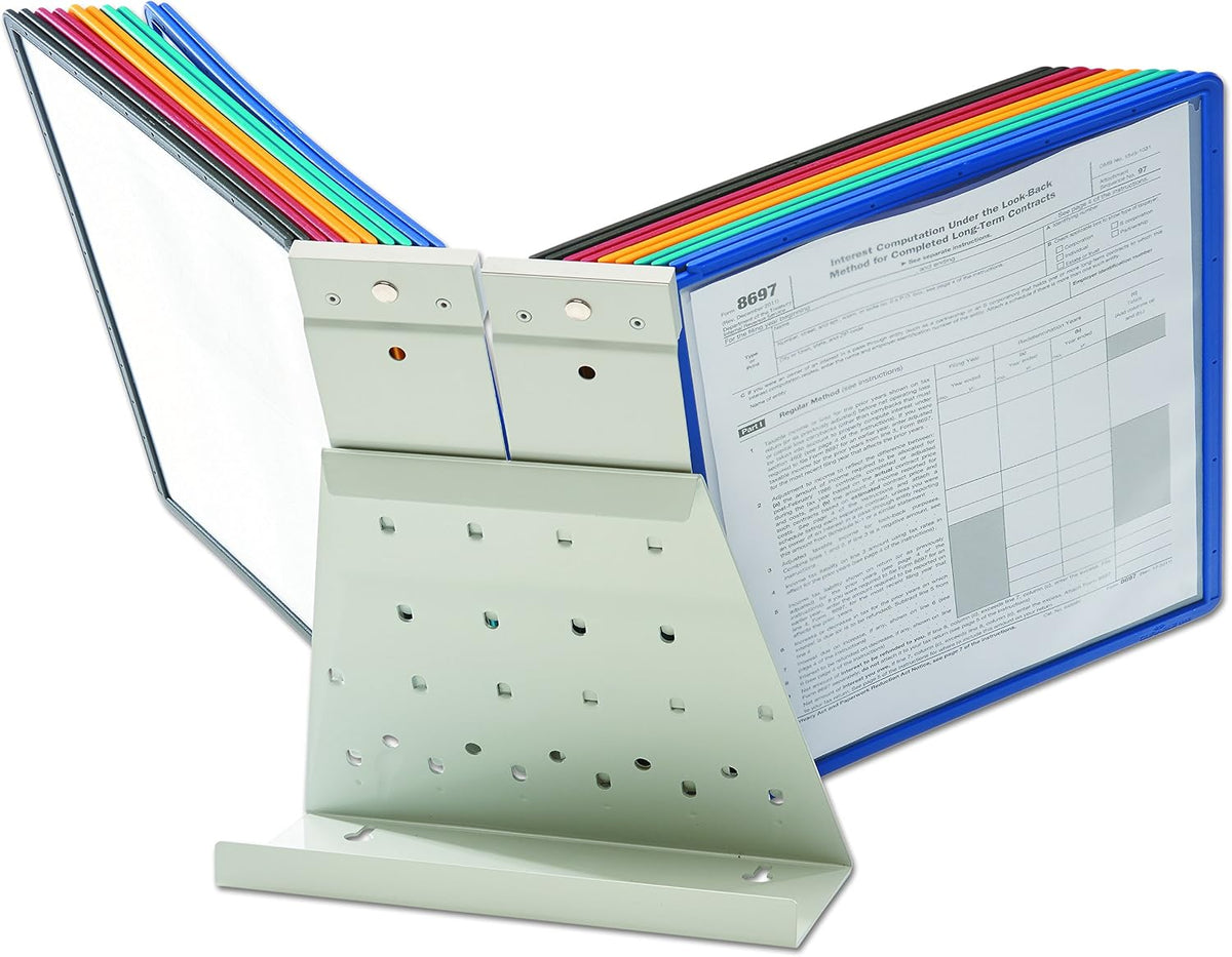 Durable VARIO 20 Pocket Desktop Reference System - Letter Size 10 Double-Sided Panels - Assorted Color Borders (Pack of 6)
