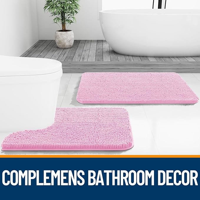 OLANLY Large Bathroom Rugs 70x46, Extra Soft Absorbent Chenille Bath Rugs