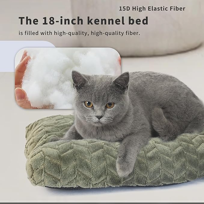 Dog Bed for Small Dogs Washable Dog Crate Bed for Dog Cages 18 inch Small Dog Bed Anti-Slip Waterproof Warming Cozy Soft Pet Puppy, Dog Pillows for Small Dogs Olive Green