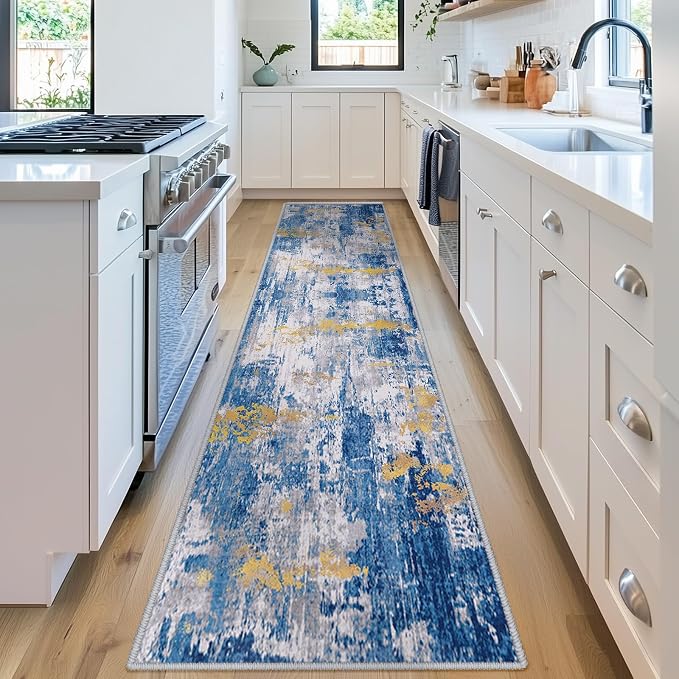 RELEANY Washable Area Rugs 2'x8' Non-Slip Modern Abstract Soft