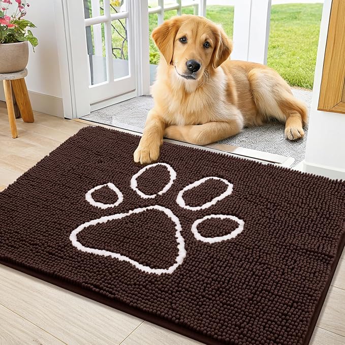 Smiry Dog Door Mat for Muddy Paws, Absorbent Dirt Trapper Non Slip Quick Dry