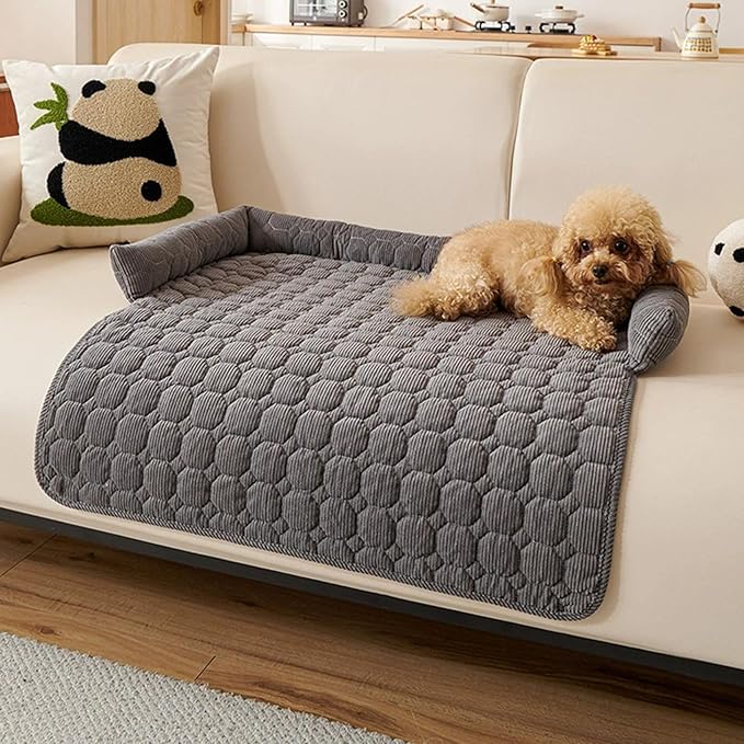 Luxurious Calming Dogs/Cats Bed Mats, Dog Couch Covers Protector, Dog Bed Fluffy Plush Mat for Furniture Protector with Removable Washable Cover for Large Medium Small Dogs and Cats (Grey)