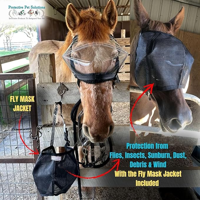 Recovery Vizor (Size Mini/Foal - Clear UV Tint) Medical and Preventative Horse Eye (Goggle) Protection Mask for Uveitis/Injury/Scratch or Corneal Ulcer, Infection, Blindness, Photosensitivity