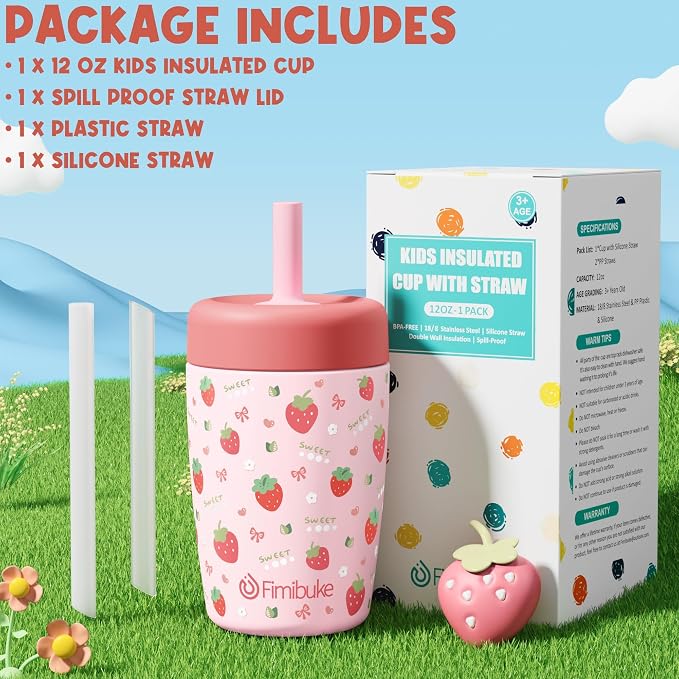 Fimibuke Toddler Cups Spill Proof, 12 OZ Sippy Cup