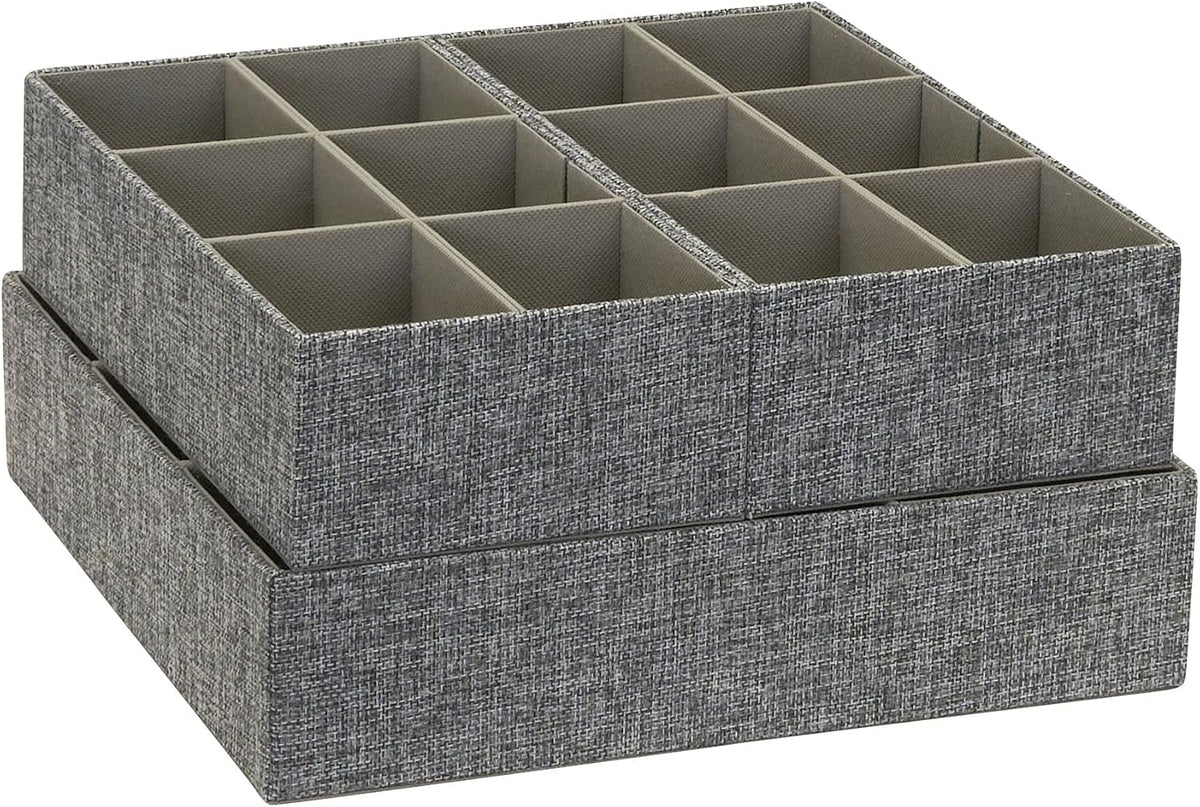 Household Essentials 3 Piece Drawer Organizers Starter Set, Customizable Inserts, Large Tray and 2 Small Trays, Graphite
