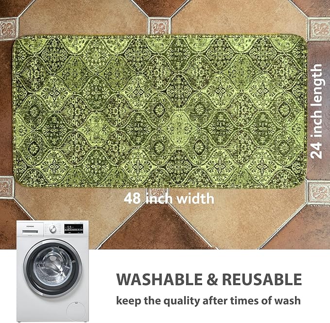 nunubaby 4PACK Washable Pee Pads for Dogs, Stylish, Non-Slip and Leak-Proof Pee Pads. Reusable Potty Pads for Dogs for Crates and Floors.(Green/Multi, 24" x48" )