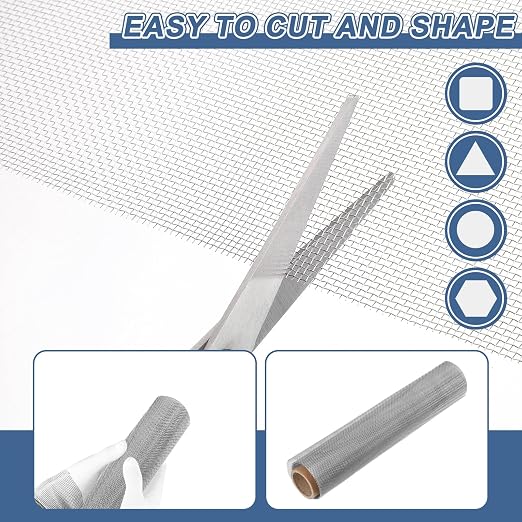uxcell 16 Mesh 79" x 10" Woven Wire Mesh, 316 Stainless Steel Air Vent Filter
