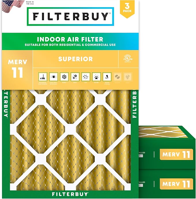 Filterbuy 23.25x29.25x4 Air Filter MERV 11 Superior Pet & Allergy Defense