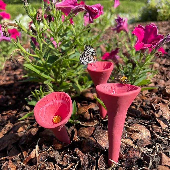 5 Pack, Bee Watering Station, 100% Handmade Porcelain, Bee and Butterfly Feeder