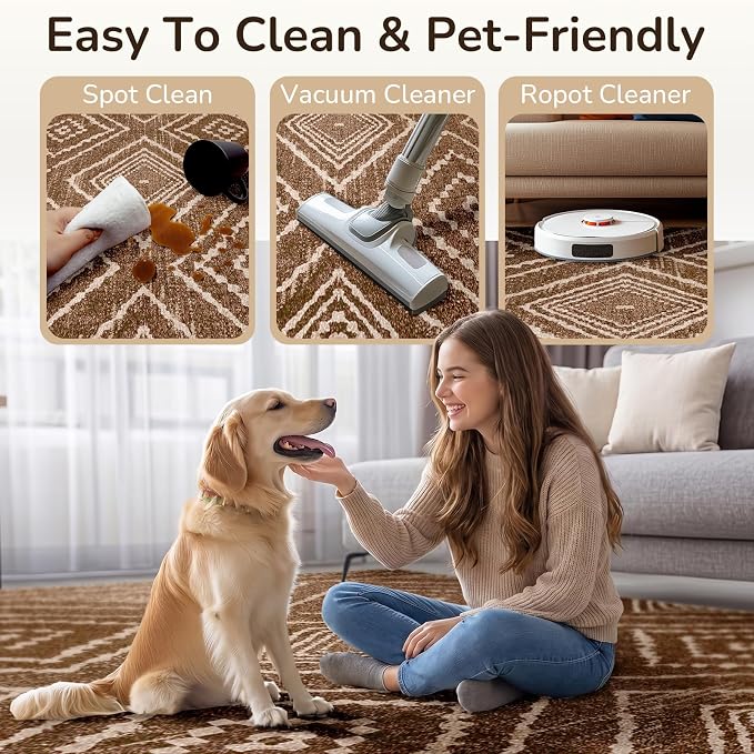 BESTSWEETIE Area Rug 2x5 Rug Machine Washable Non-Slip Low Pile Print Pattern