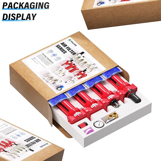 TAILONZ PNEUMATIC 0-150PSI 1/2 Inch NPT Red Industrial Grade 4 Stage Air Drying