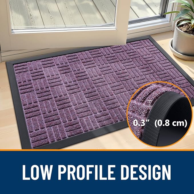 OLANLY Front Door Mat Outside Entrance 59x23, Heavy Duty Sturdy Natural Rubber