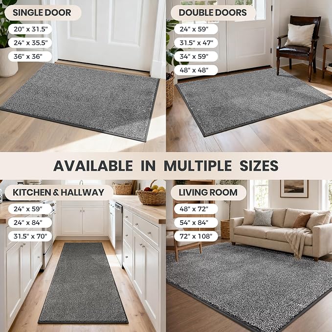 PURRUGS Easy Care Area Rug 4ft x 6ft, Non-Slip Machine Washable Entryway Rug