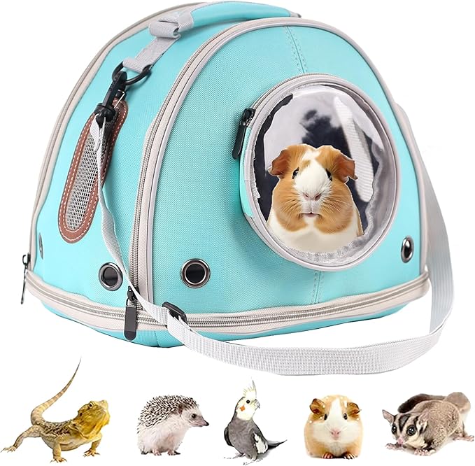 Guinea Pig Carrier Travel Cage, Portable Reptile Carrier Bag for Two (2) Guinea Pig, Bearded Dragon Lizard Carrier Cage for Small Animals Hamster Hedgehog Bird Bunny Kitten (Green, Typical Oxford)