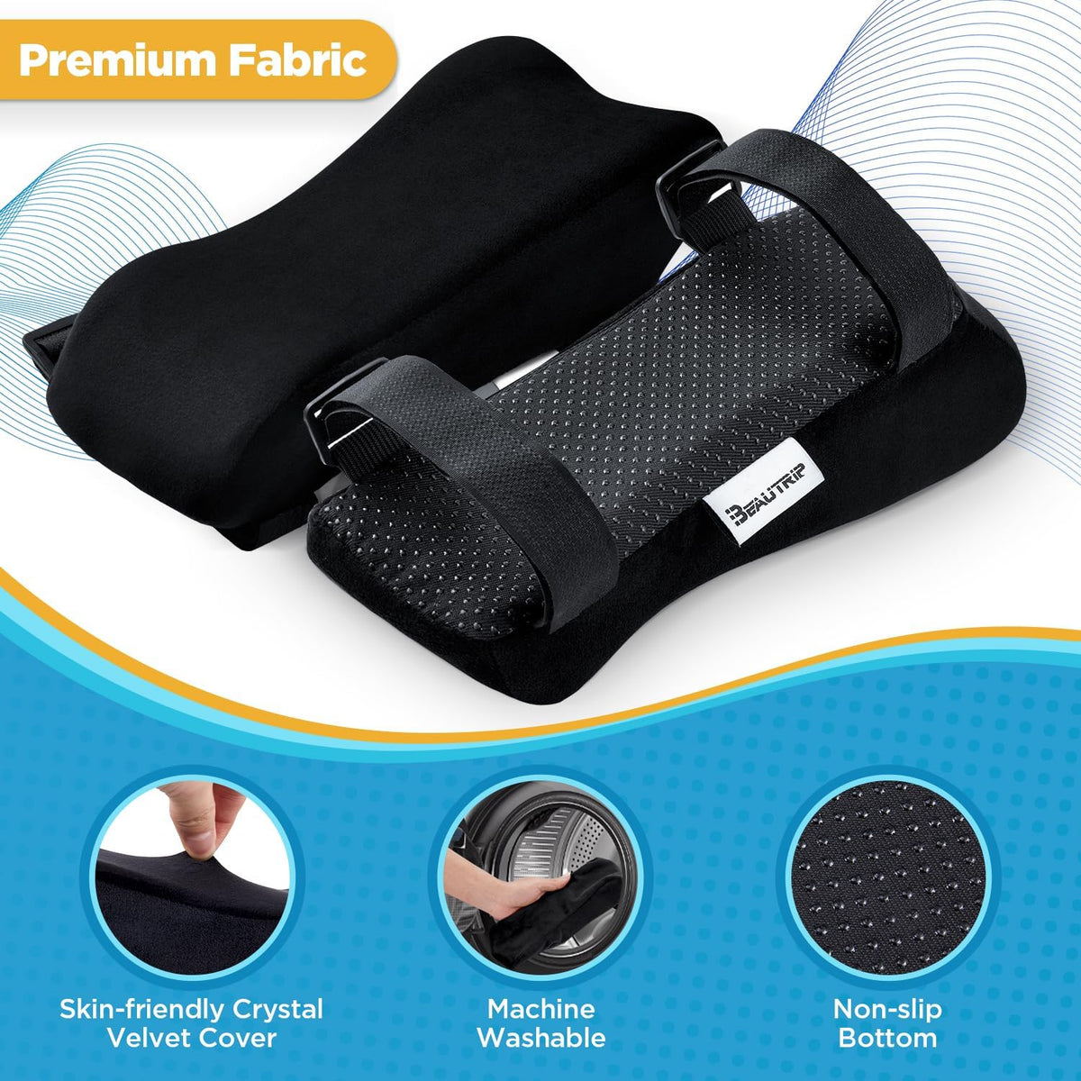 BEAUTRIP Ergonomic Armrest Pads- Office Chair Arm Rest Cover Pillow - Elbow Support Cushion for Computer, Gaming and Desk Chairs (Set of 2)