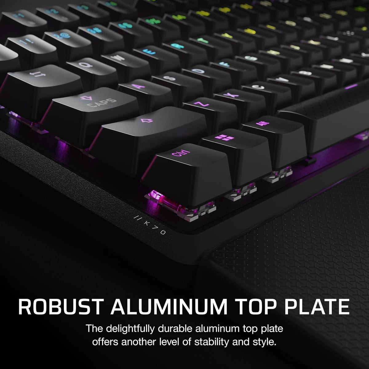 CORSAIR K70 CORE RGB Mechanical Wired Gaming Keyboard with Palmrest – Pre-Lubed MLX Red Linear Switches, SOCD, ABS Double-Shot Keycaps, Sound Dampening, Media Control Dial, QWERTY NA – Black