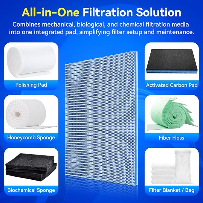 Borlech 8-Layer Fast-Acting Aquarium Filter Pad