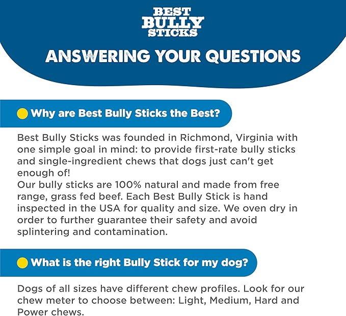 Best Bully Sticks 12 Inch Bully Sticks for Dogs - 3 Count (Pack of 1) - Natural, Easily Digestible, 100% Grass-Fed Beef, Grain and Rawhide Free - Trial Size