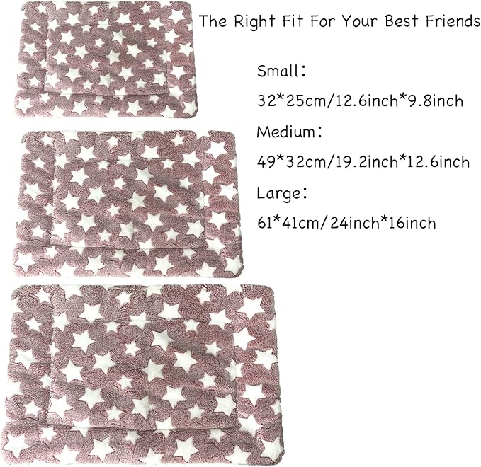 iMaylex Soft Pad Dog Bed Mat, Thicken Warm, Star Pattern, Reversible, Fluffy Pet Dog Sleeping Mattress, Cameo Brown, Medium