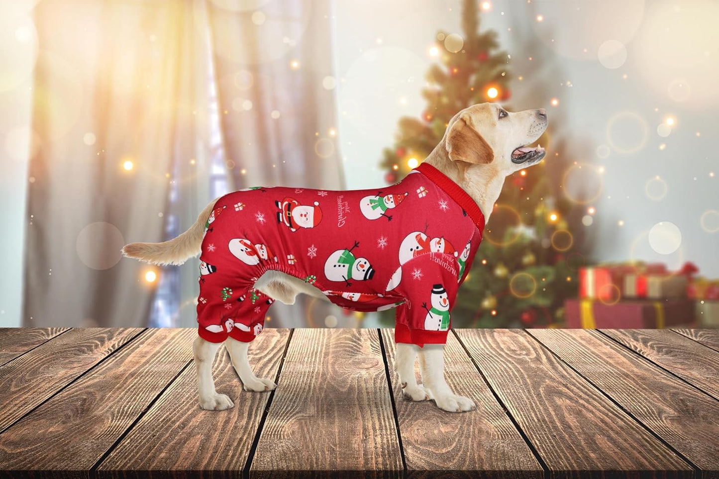 Dog Christmas Pajamas Snowman Pet Clothes Costumes Pjs Stretchy Funny Pet Costumes Outfit Dog Pajamas for Medium Dogs(M)
