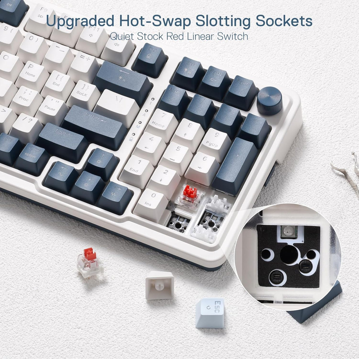 Redragon K686 PRO Wireless RGB Gasket Gaming Mechanical Keyboard, Easy Knob