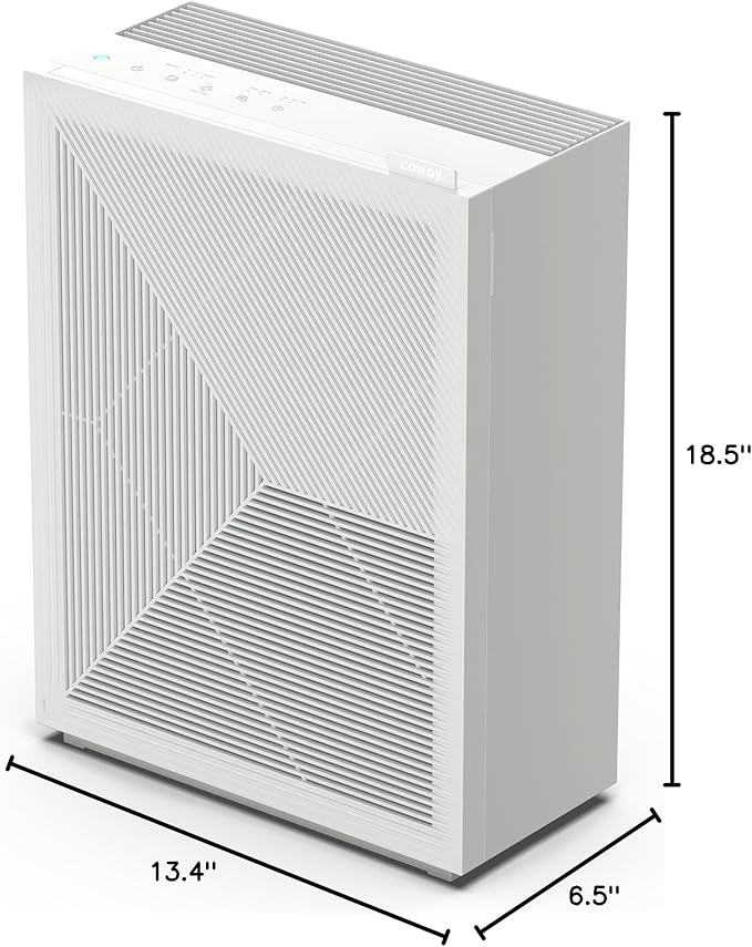 COWAY Air Purifiers for Home Bedroom up to 1,035ft² with Washable Filter, Ordor Filter, & HEPA Filter for Smoke, Pollen, Dander, with Air Quality Monitor, Auto Mode, 3yr Warranty, 160, White