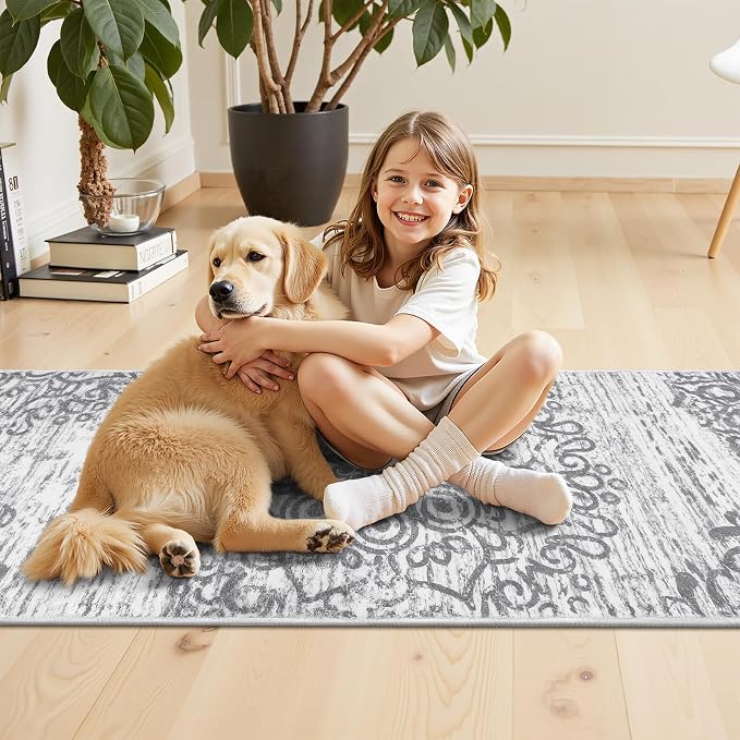 HEBE Hallway Runner Rug 2'x6' Washable Vintage Kitchen Rugs Non Slip Laundry