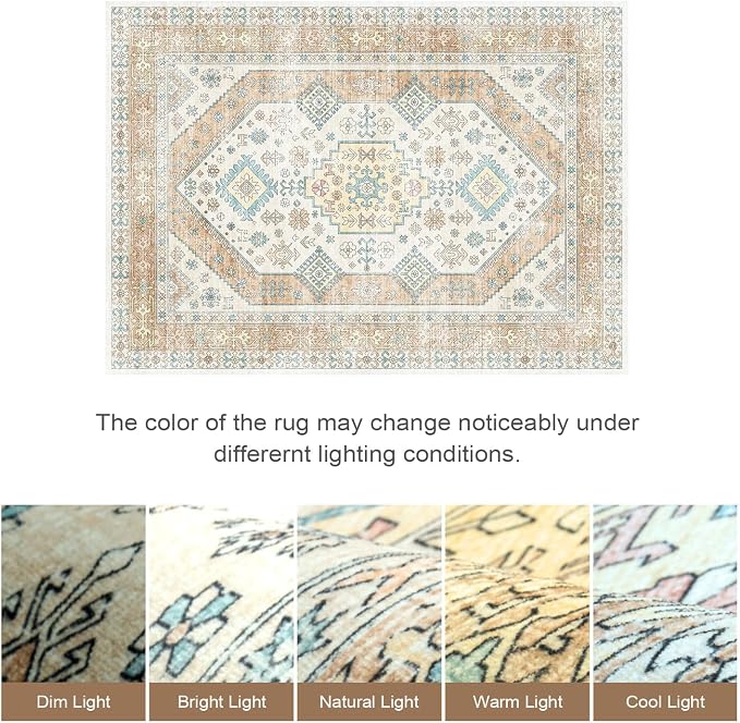 Lofus Vintage Living Room Rugs 5x7, Soft Machine Washable Area Rug