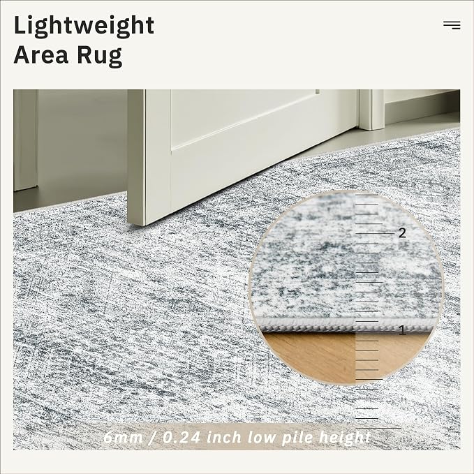Soalmost 12x15 Washable Area Rug Gray Neutral Abstract Living Room Large Carpet