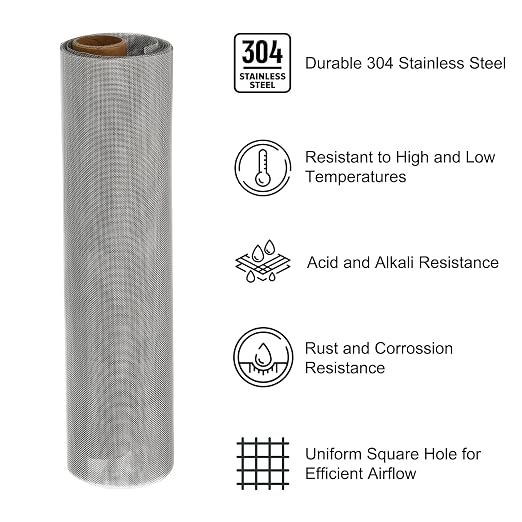 PATIKIL 40" L x 10" W Woven Wire Mesh, 40 Mesh 304 Stainless Steel Air Vent