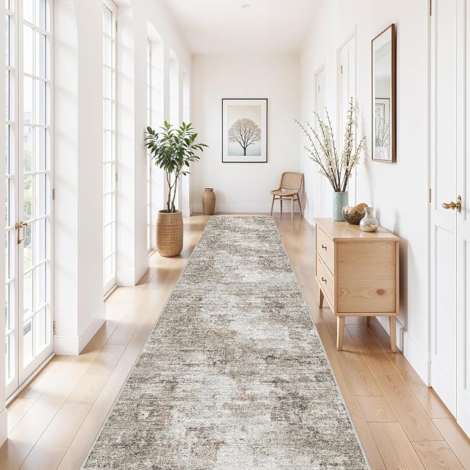 3x20 Extra Long Hallway Runner Rug – Non-Slip Washable Stain-Resistant 20 Ft