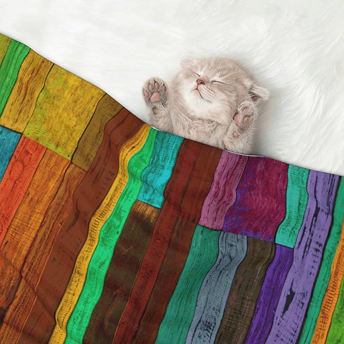 Colorful Wood Throw Blanket - Wooden Blanket for Dog Cat Pet Blankets 23x16 for Couch Sofa Bed