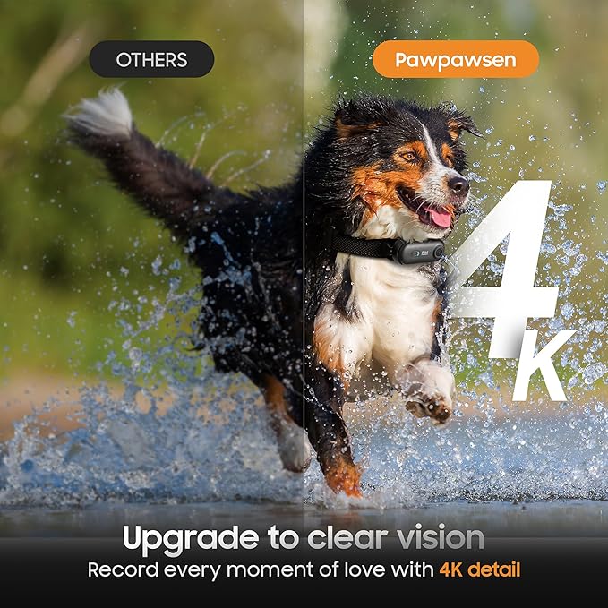 4K UHD Cat& Dog Pet Camera Collar, Video Recorder with Phone App View, Outdoor & Indoor POV Action Cam for Kitty and Big Cats(Black - Pink Waterproof Collar - S, 64g)