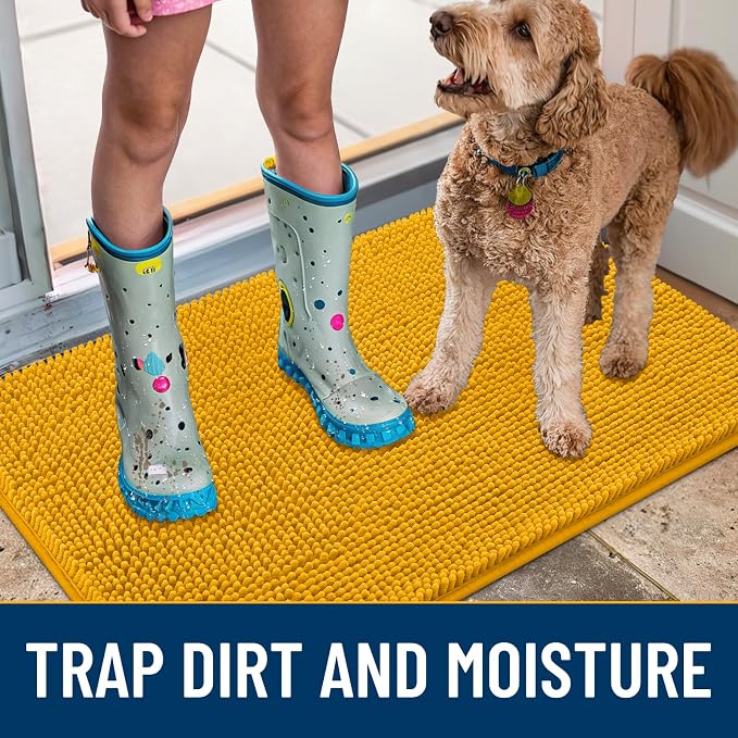 Smiry Dog Door Mat for Muddy Paws 40x32, Absorbent Dirt Trapper, Non-Slip