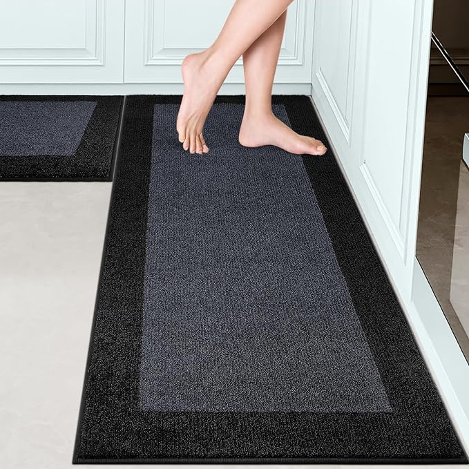 Machine Washable Kitchen Rugs Set of 2, Non Slip Kitchen Mats
