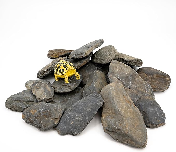 Aquarium Stone Stream Turtle Platform Natural Slate 3-7 inches Fish Tank Rock for Aquarium Decoration and Shrimp Tanks and Amphibian & Reptile Terrariums-5lb