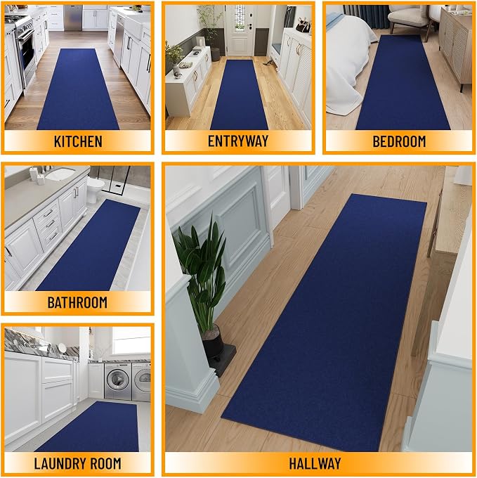 Ottomanson Hallway Runner Rug 2'7" x 9'10" Non Slip Solid Area Rugs Easy to