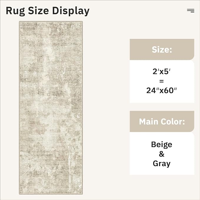 Soalmost Runner Rug 2x5 Washable Non-Slip Kitchen Runner Rugs