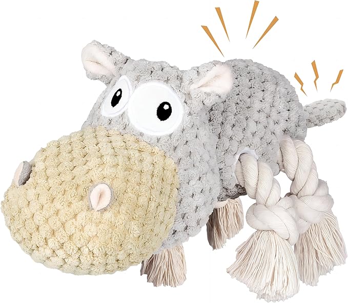 Dog Toys for Aggressive Chewers - Squeaky Dog Toys to Keep Them Busy for Large Dogs (Gray, Medium)