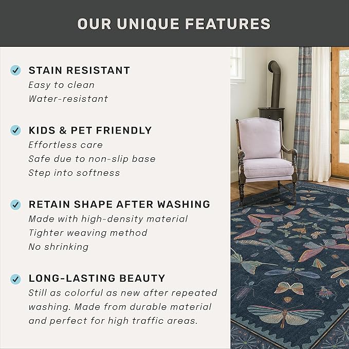 9x12 Washable Farmhouse Area Rug