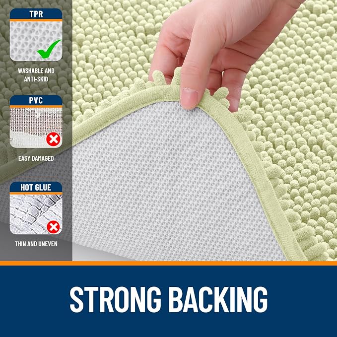 OLANLY Bathroom Runner Rugs 59x20, Soft Absorbent Chenille Bath Rugs, Rubber